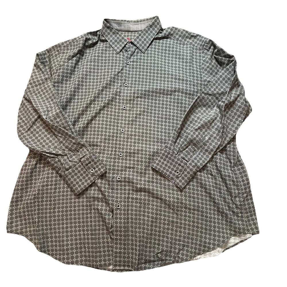 Robert Graham Men's 3XL Classic Flip Cuff Gray Geometric Check Button Up Shirt